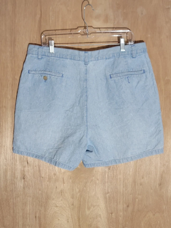 Pantalones cortos plisados de mezclilla azul para hombre Club Room by Charter Club talla 38 100 % algodón Foto 4 de 4