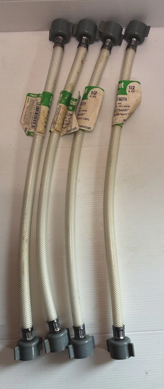 Lot of 4 BrassCraft 16” Faucet Supply Lines 1/2” Pipe Thread Speedi Plumb Hoses