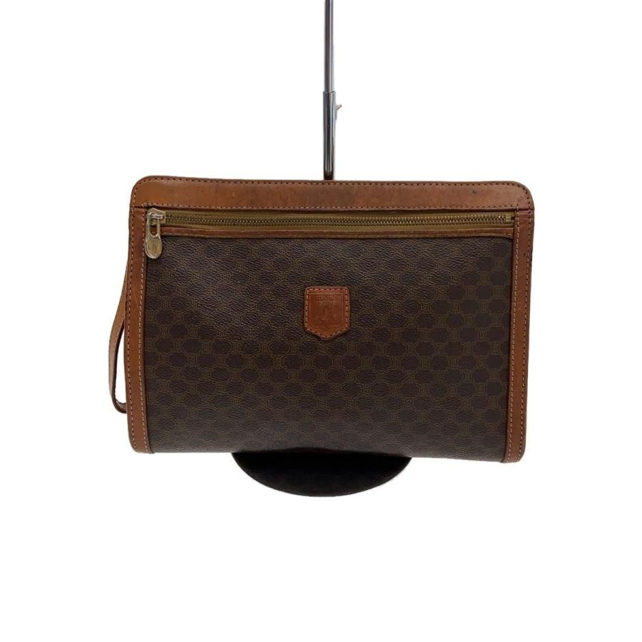 CELINE brown leather clutch bag with all-over pattern made in Japan