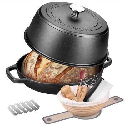VORRINGARD Cast Iron Dutch Oven Pot with Lid for Bread Baking - include Blue 