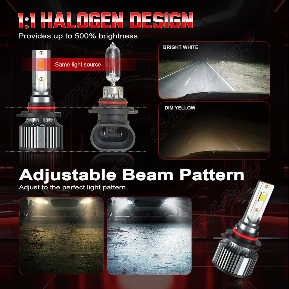 For Volvo VNL VN VNM 630 670 730 780 LED Headlight High Low Beam Bulbs 6500K - Image 3 of 4