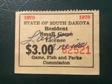 ICOLLECTZONE US South Dakota 1970 Resident Small Game Revenue Stamp VF used