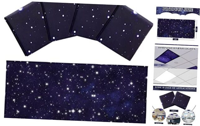 4 Pack Fluorescent Light Covers Magnetic Light Cover Fluorescent Starry Sky