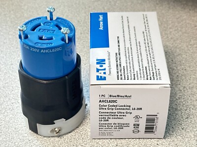 NEW Eaton AHCL620C Arrow Hart Blue Locking Receptacle 2P 3W 20A 250VAC L6-20R