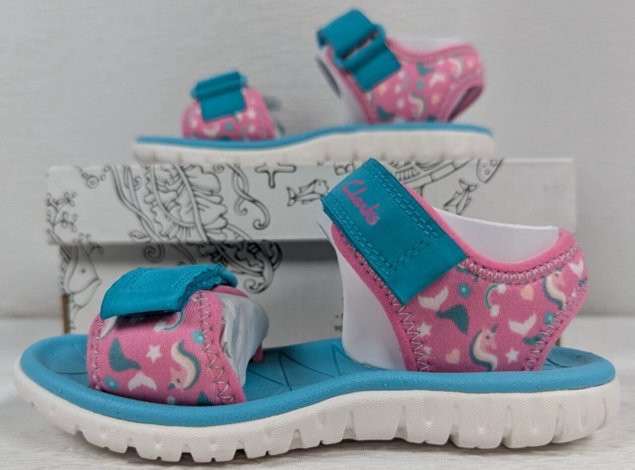 Clarks Bambini Sandali Regolabili SurfingTide K Caramella Rosa Calda