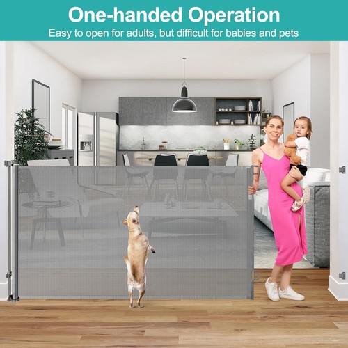 KISKIZ 42" Tall X 120" Wide Retractable Baby Dog Gate Extra Wide Indoor Outdoor - Picture 9 of 11