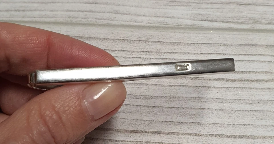 Antica clip per cravatta porta cravatta argento pietra colorata design retrò ... - Immagine 4 di 4