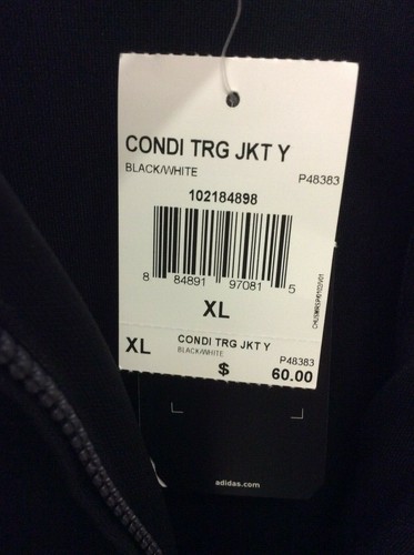 adidas Youth ClimaCool CONDI TRG Jacket, Black/White, Size YXL - Picture 5 of 6