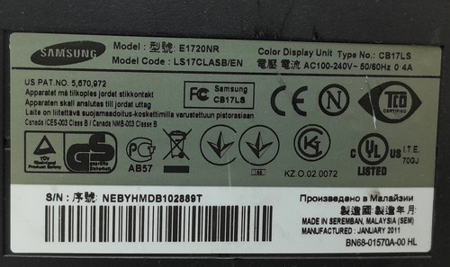 Samsung Monitor 17" SyncMaster E1720 (LS17CLASB/EN) VGA - Picture 3 of 5