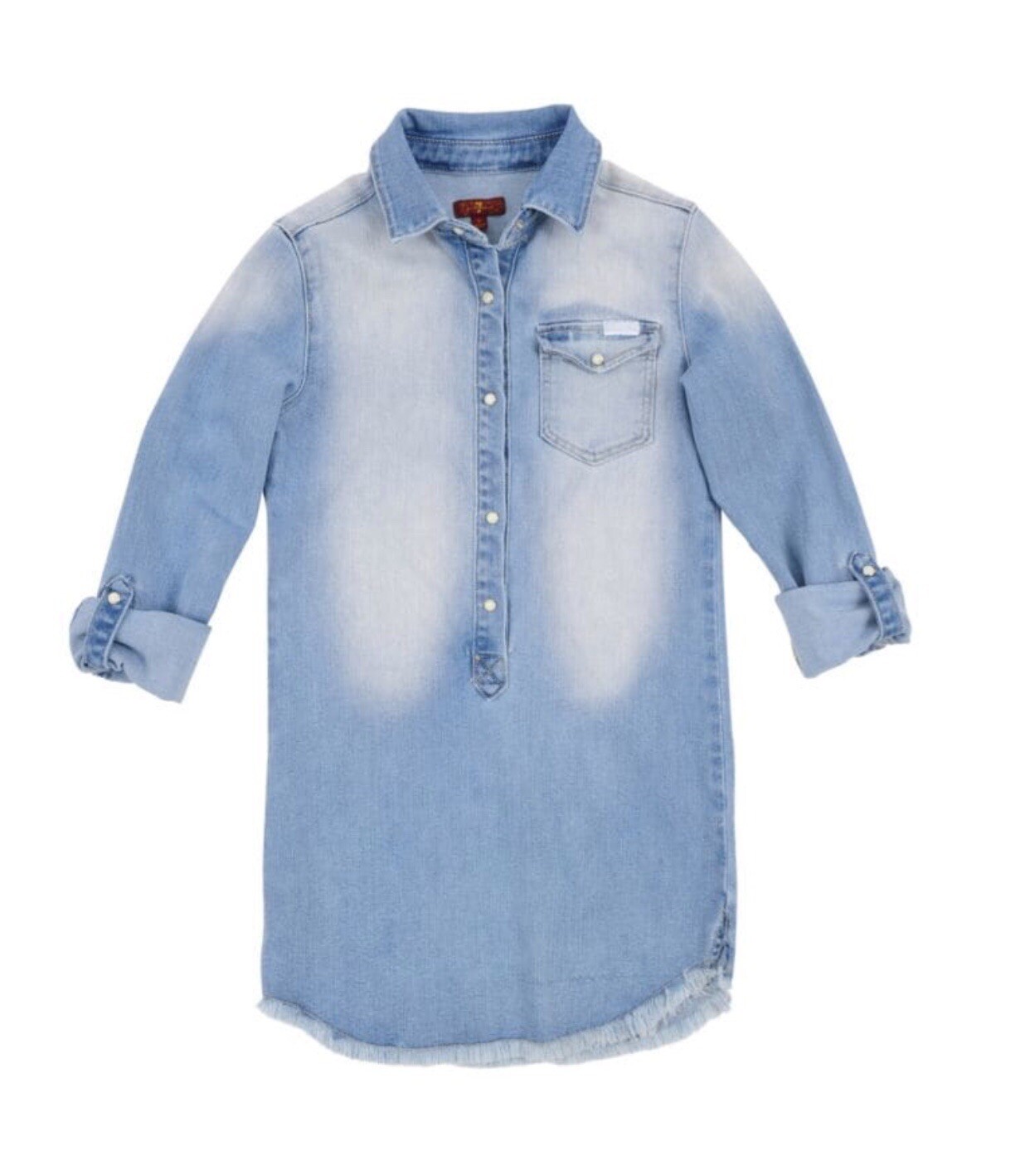 frayed denim shirt dress