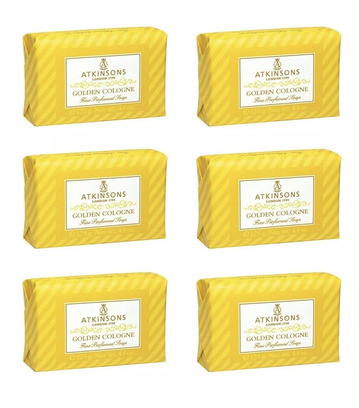 ATKINSONS GOLDEN COLOGNE SOAP 125GR SAPONETTA MANI E CORPO 6 PEZZI