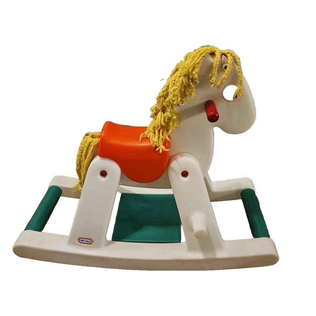 EUC Vintage Little Tikes Yarn Hair Rocking Pony Horse Child Size Ride On Toy