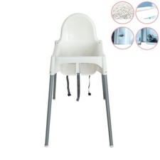 Highchair W/ SafetyBelt White Baby Tray Legs Seat Children s Safety Dining Chair
