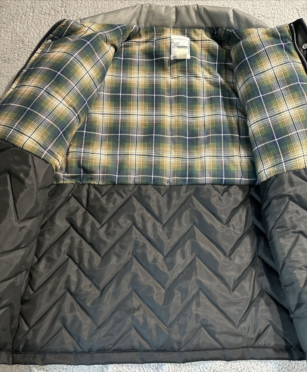 Vintage Haband Winter Coat Black/Grey 2XLarge Quilted Flannel Lining 1980's?