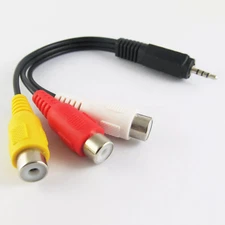 5pcs 2.5mm Male To 3 RCA Female Composite Audio Video Connector Adapter Cable