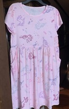 Wonder Nation NEW Short Sleeve Pink Unicorn 10-12 Plus Dress Cotton Bld NWT 065