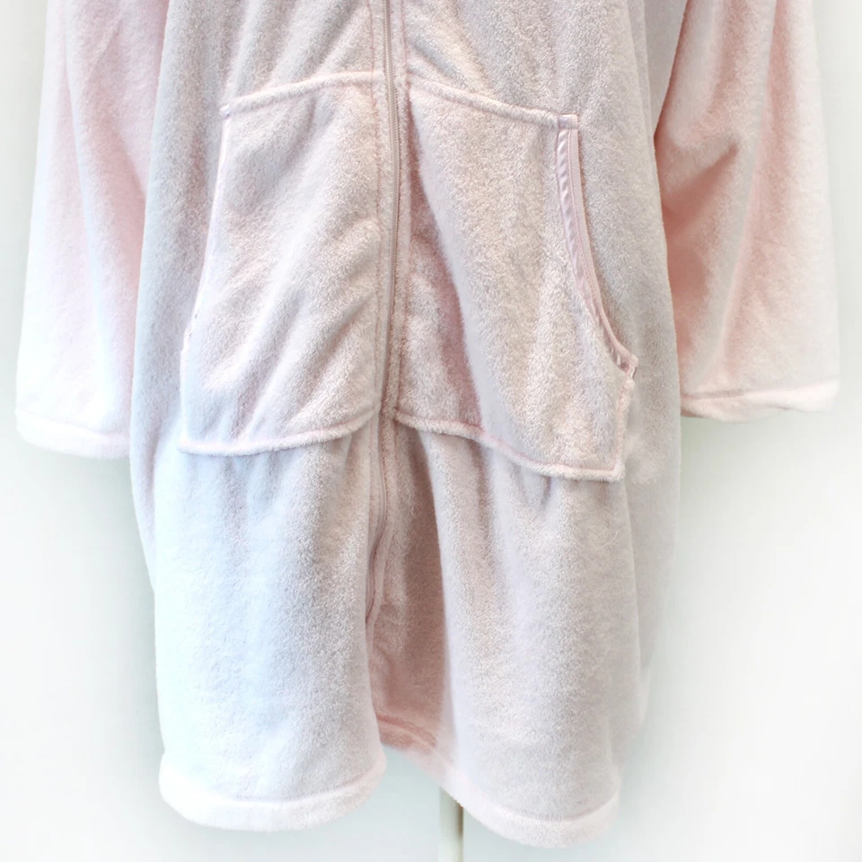 Cacique Rosa Absorbente Micro Acogedor Capucha Cremallera Felpa Bata Salón 26/28W Foto 4 de 4