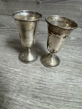 F B ROGERS sterling silver liquor glass shot PAIR BIN S
