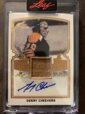 GERRY CHEEVERS 2022 LEAF ART OF HOCKEY GAME USED PATCH AUTO 26/30