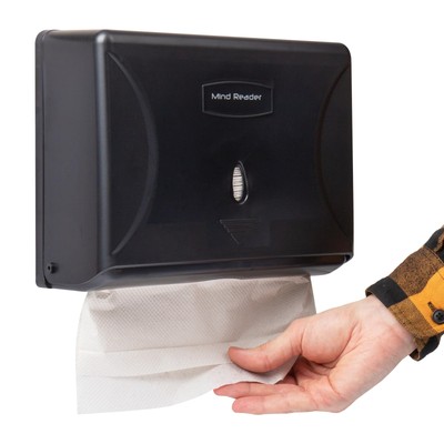 Mind Reader Paper Towel Dispenser Tri-Fold Towel Holder Restroom Wall Mount B...