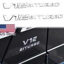 For 2010-2023 Mercedes Benz S Class Amg 2pcs Chrome Abs V12 Biturbo Emblem Badge