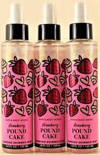 QTY 3 - Bath & Body Works STRAWBERRY POUND CAKE Diamond Shimmer Body Mist Spray
