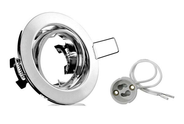 10Xeinbaustrahler Rahmen Spot Chrom L Deckenlampe + GU10 Fassung 230 Volt-image