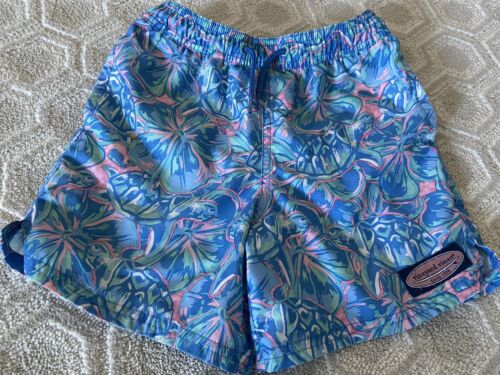 Vineyard Vines Boys 6 Hibiscus Blue Swim Trunks Beach Swimsuit - Picture 1 of 3