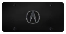 Acura 3D Black Pearl Logo on Black Powder Coated License Plate Official Licensed