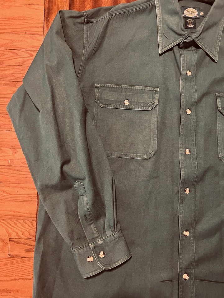 Vtg Cabela's Shooting Shirt Olive Green Hunting Heavy Weight Outdoor