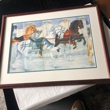 MERRY GO ROUND CAROUSEL ART PRINT FRAME HORSE J. D. TITZEL signed 149/255