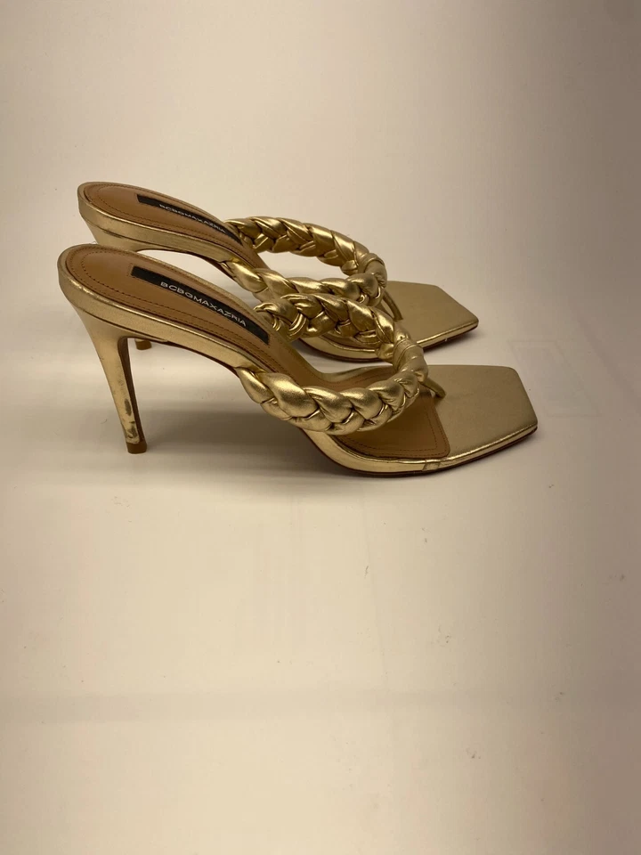 Sandalias de tacón trenzado BCBGMAXAZRIA para mujer Bella punta cuadrada talla 8 Foto 4 de 4