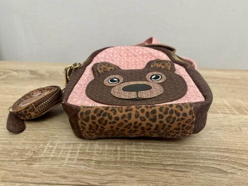 River Island girls brown pink mini monogram bear backpack rucksack bag / purse - Picture 6 of 7