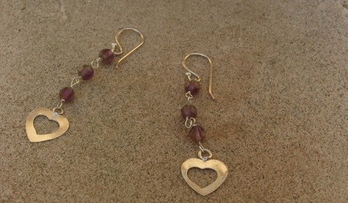 Ohrringe 925 Silber 6x facettierter lila Amethyst Herz GracyCollection - Picture 4 of 4