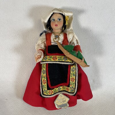 Vintage Bambolina Lenci Miniature 7'' 18 Cm Original Clothes Old Doll '' Catania''