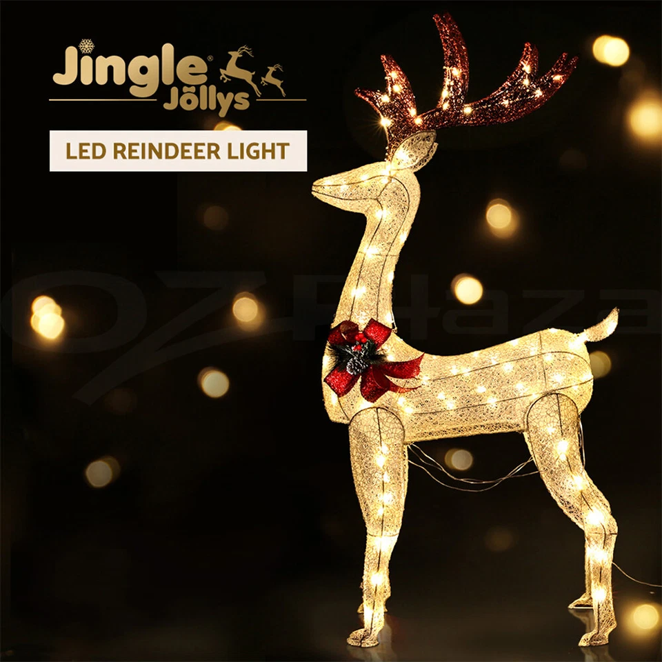 Jingle Jollys Christmas Lights LED Fairy Light Reindeers Sleigh Outdoor Decor
