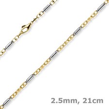 Monte Carlo Bracciale 585 Oro Giallo Oro Bianco Massiccio Bicolore 21cm Uomini
