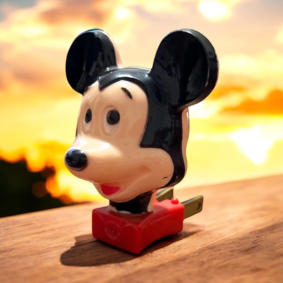 Vintage Walt Disney Mickey Mouse Celluloid Wall Plug 2.5” Night 