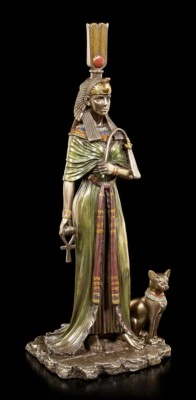 Cleopatra Figure Avec Bastet Et Ankh - Veronese Égyptien Cléopâtre Katzengöttin - Photo 1/4