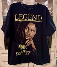 Bob Marley T Shirt Black Adult Large Vintage Music Legend Zion Footwear