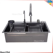 Kitchen Sink Flying rain Waterfall Kitchen Sink 304 Stainless Steel with Faucet