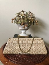 Vintage Woven Beige Ivory Clutch Handbag