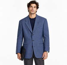 Yves Saint Laurent YSL Navy Blue Woven 3 Button Blazer Suit Jacket 52 FR 42 US