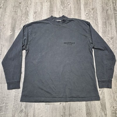 Essentials Fear Of God Black Long Sleeve Shirt Mock Neck Streetwear Men s M