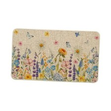 Floral Flowers Butterfly Daisy Lavender Spring Doormat, 17" x 29" Beige