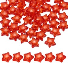 50pcs Acrylic Star Beads, 18mm Star-Shaped Pony Loose Spacer Beads, Red