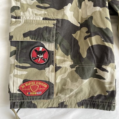 Vintage Y2K JNCO 85 Camo Baggy Cargo Shorts Marines Military