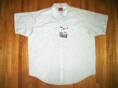 Vtg Plains Western Wear S/S Black/White Check Pearl Snap Cowboy Shirt 2XL NWT