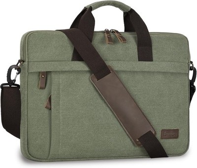 ESTARER Laptoptasche 17.3 Zoll Groß Canvas Aktentasche Herren für Arbeit, C