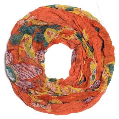 Loop Scarf Women Floral Crinkle Effect Colourful Summer Wrap Lightweight Shawl